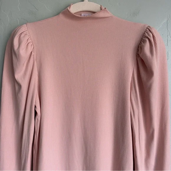 Melrose & Market Pink Long Sleeve Ribbed Stretch Blouse Top Size XS Coquette EUC - Picture 2 of 5